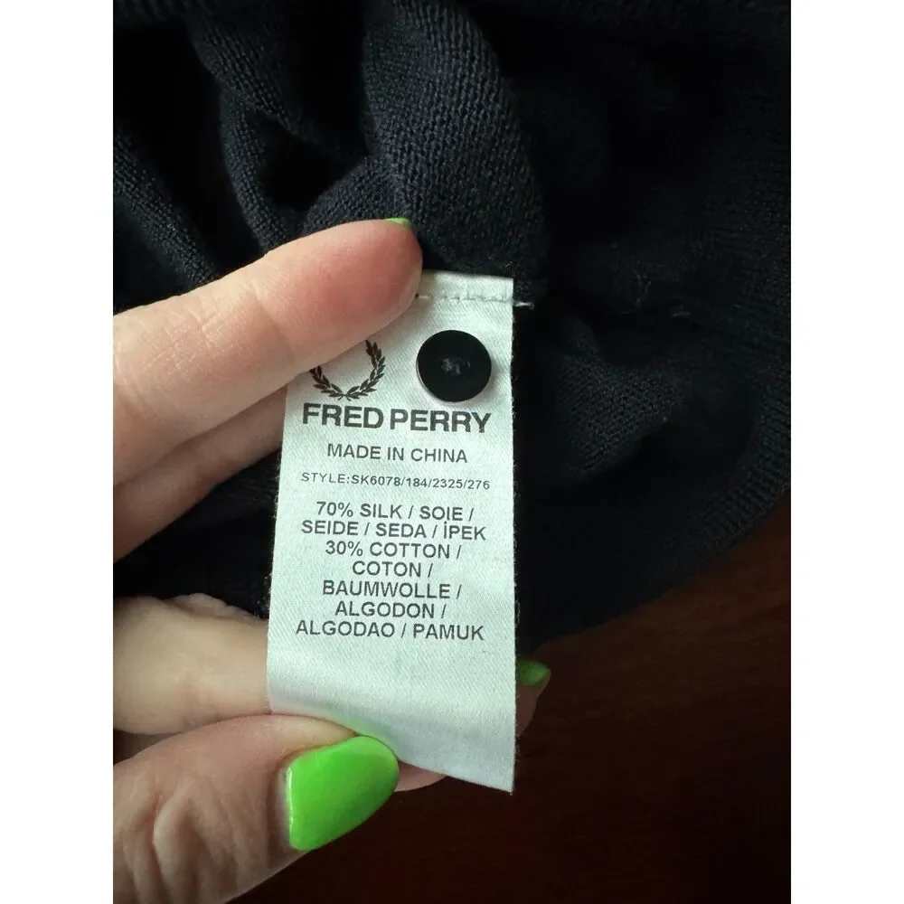 Fred Perry x Amy Winehouse Collab Knit Polo Cardigan Black Pink Trim Sz 10/UK14 - Picture 8 of 9
